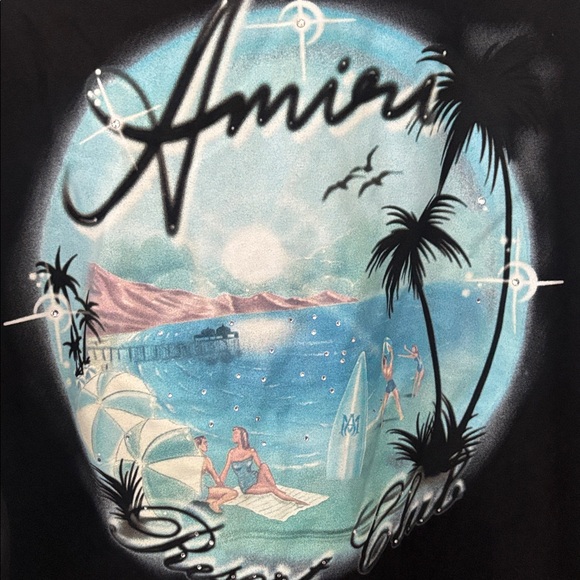 AMIRI Black Shirt with Light Blue Logo - Picture 4 of 10